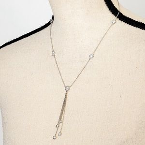 Dainty station necklace 6 0.31 CTW crystal sterling silver Y necklace Bella Luce